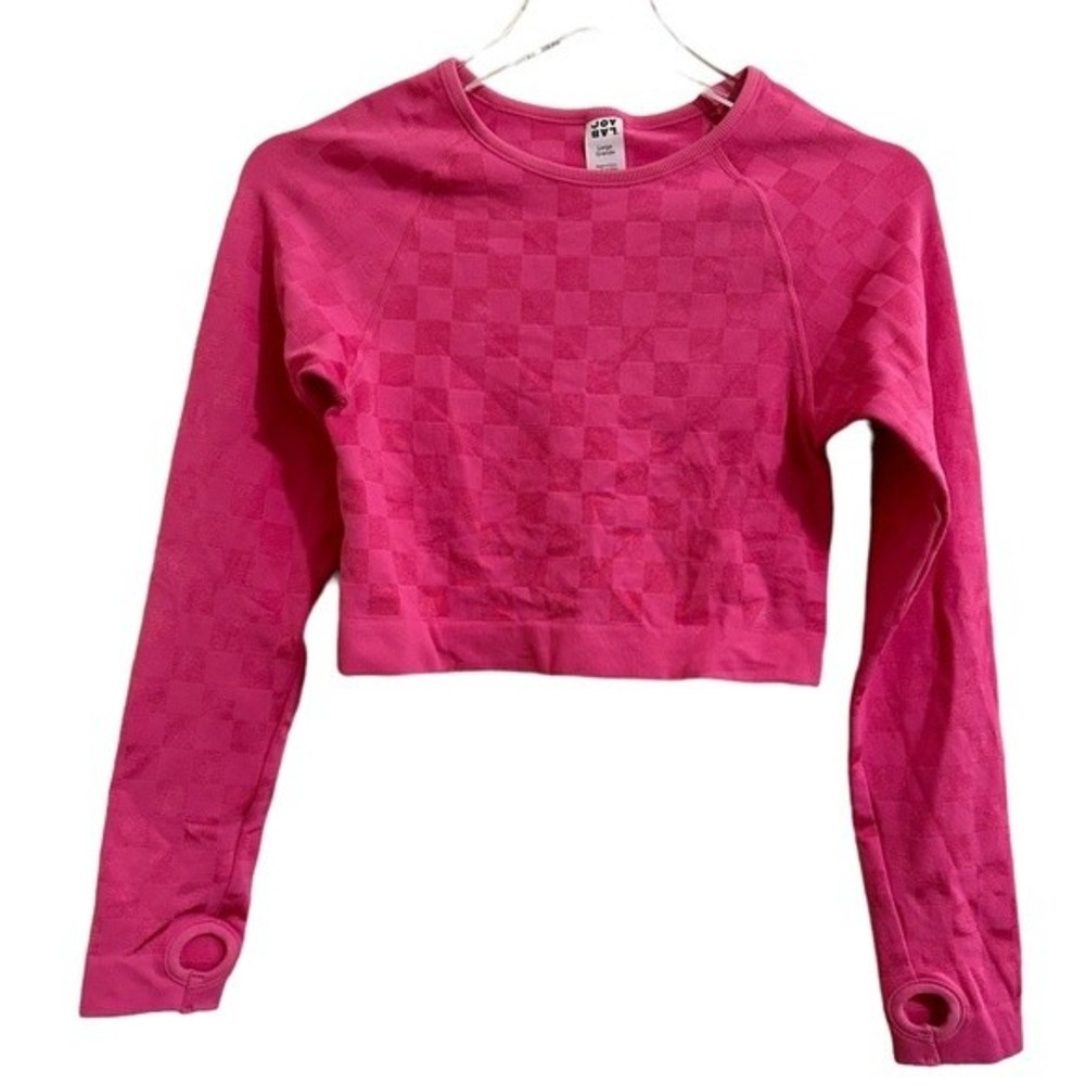 JOYLAB CROPPED FIT SEAMLESS TEE womans size large athletic barbiecore